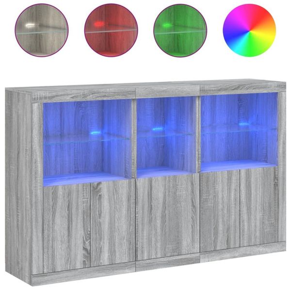 Syfax™ Credenza Con Luci Led Grigio Sonoma 162X37X100 Cm-image