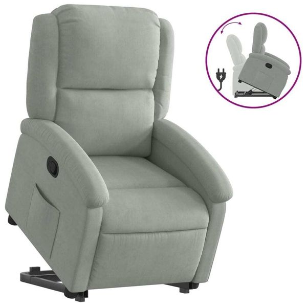 Syfax™ Poltrona Alzapersona Reclinabile Grigio Chiaro In Velluto-image