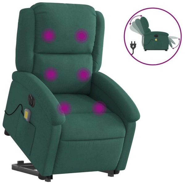 Syfax™ Poltrona Alzapersona Massaggiante Elettrica Verde Scuro Velluto-image