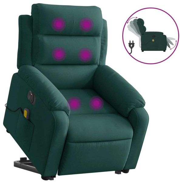 Syfax™ Poltrona Alzapersona Massaggiante Elettrica Verde Scuro Velluto-image