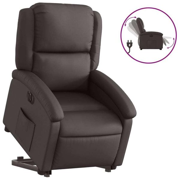 Syfax™ Poltrona A Rialzo Reclinante Elettrica Marrone Scuro Vera Pelle-image