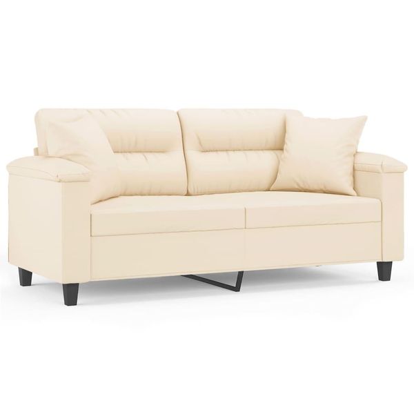 Syfax™ Divano A 2 Posti Con Cuscini Beige 140 Cm Tessuto Microfibra-image