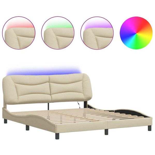 Syfax™ Giroletto Con Led Senza Materasso Hvar Crema 180X200 Cm In Tessuto-image