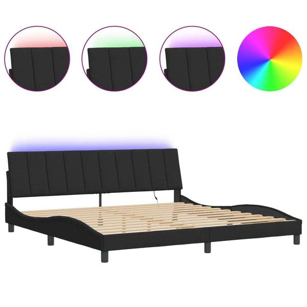 Syfax™ Giroletto Con Led Senza Materasso Hanko Nero 200X200 Cm In Velluto-image