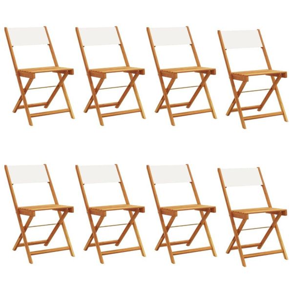 Syfax™ Sedie Da Giardino Pieghevoli 8Pz Bianco Crema Tessuto E Legno-image
