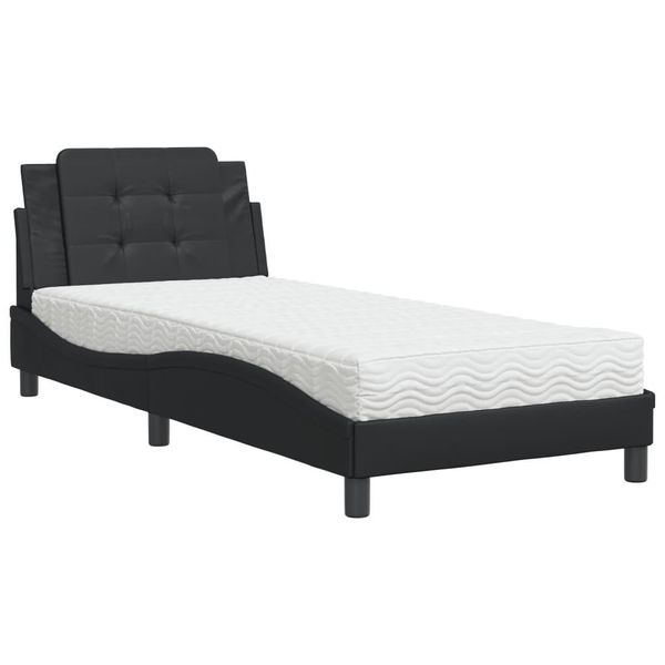 Syfax™ Giroletto Senza Materasso Zadar Nero 100X200 Cm In Pelle Finta-image