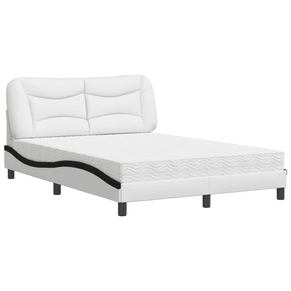 Syfax™ Letto Con Materasso Hvar Bianco E Nero 140X200 Cm In Pelle Finta-image
