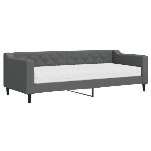 Syfax™ Divano Letto Con Materasso Grigio Scuro 80X200 Cm In Tessuto-image