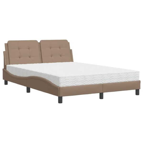 Syfax™ Letto Con Materasso Zadar Cappuccino 140X200Cm Pelle Finta-image