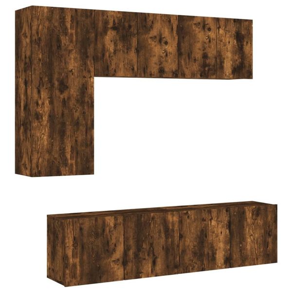 Syfax™ Mobili Tv A Muro 5Pz Rovere Fumo In Legno Multistrato-image
