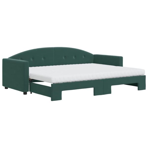 Syfax™ Divano Letto Estraibile Materassi Verde Scuro 80X200 Velluto-image