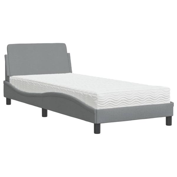 Syfax™ Letto Con Materasso Dover Grigio Chiaro 80X200 Cm In Tessuto-image