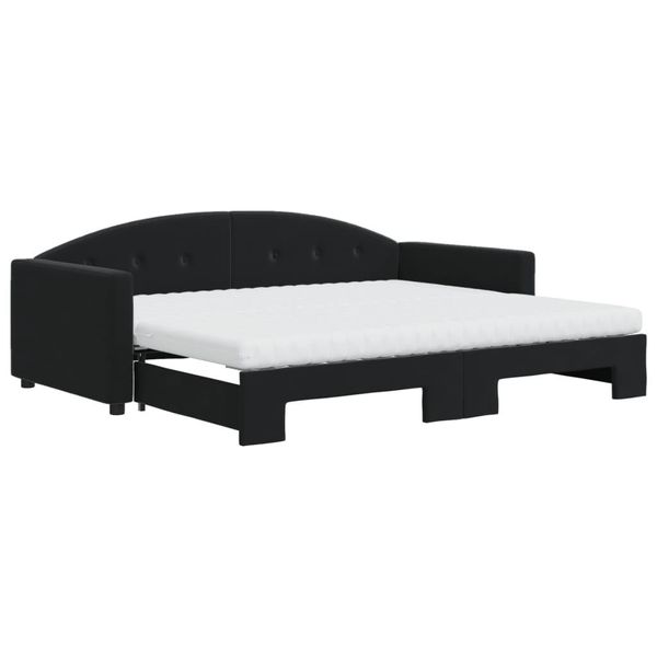 Syfax™ Divano Letto Estraibile Con Materassi Nero 90X190 Cm Velluto-image