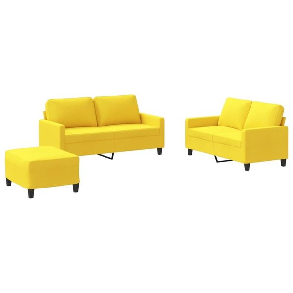 Syfax™ Set Di Divani 3 Pz Con Cuscini Giallo Chiaro In Tessuto-image