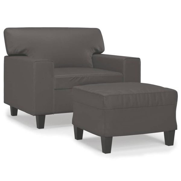 Syfax™ Poltrona Con Poggiapiedi Grigio 60 Cm In Pelle Finta-image