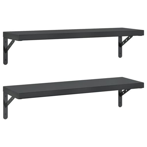 Syfax™ Mensole A Muro 2 Pz 75X23,5 Cm Nero In Acciaio Inossidabile-image