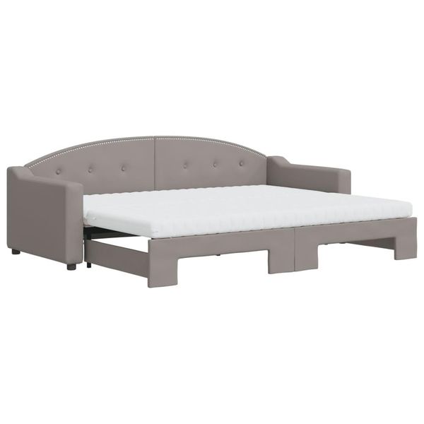 Syfax™ Divano Letto Estraibile Con Materassi Tortora 80X200 Cm Tessuto-image