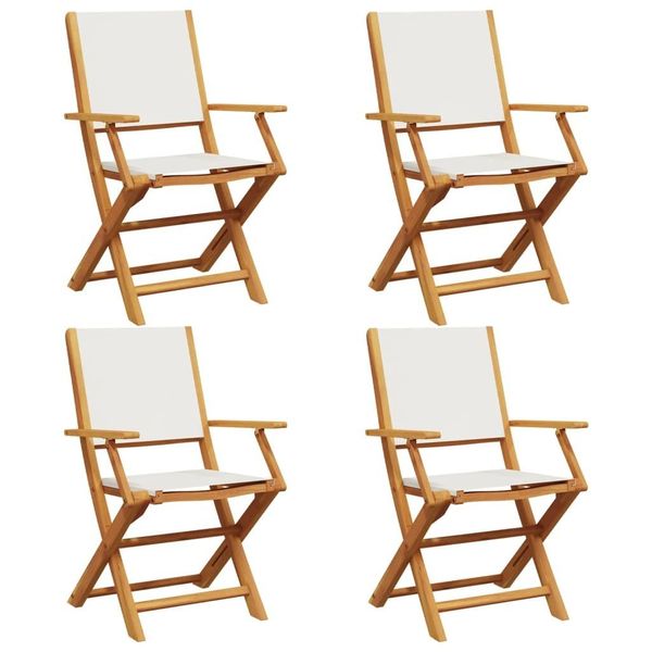 Syfax™ Sedie Da Giardino Pieghevoli 4Pz Bianco Crema Tessuto E Legno-image