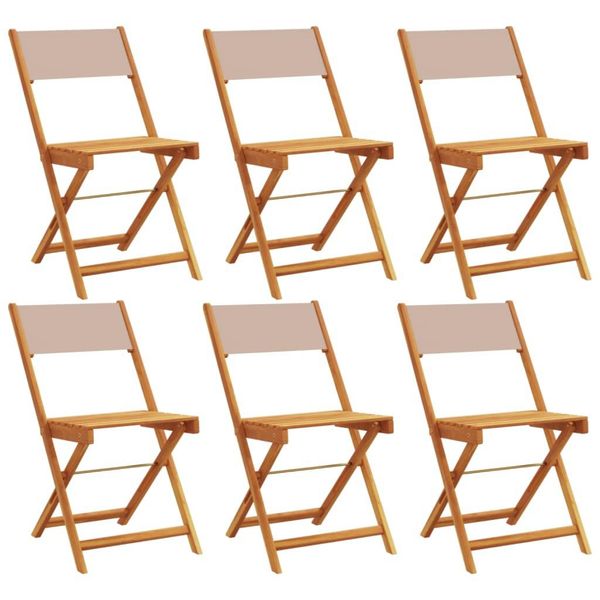 Syfax™ Sedie Giardino Pieghevoli 6Pz Tortora Tessuto E Legno Massello-image