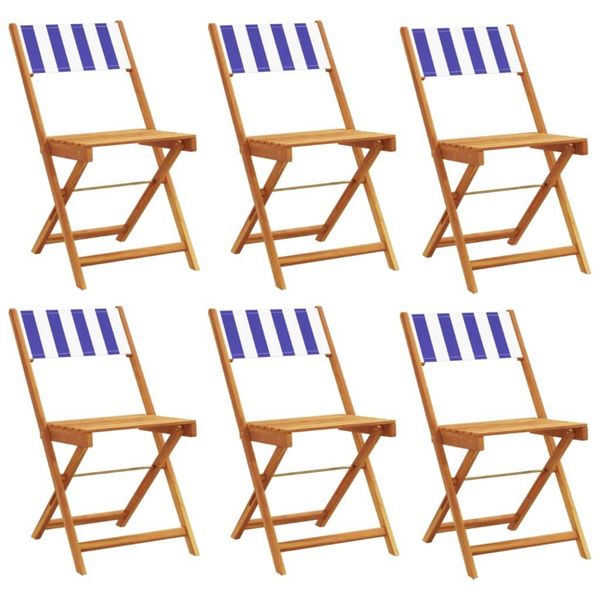 Syfax™ Sedie Da Giardino Pieghevoli 6Pz Blu E Bianco Tessuto E Legno-image