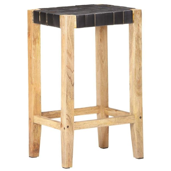Syfax™ Sgabelli Da Bar 2Pz Neri 75Cm In Vera Pelle-image