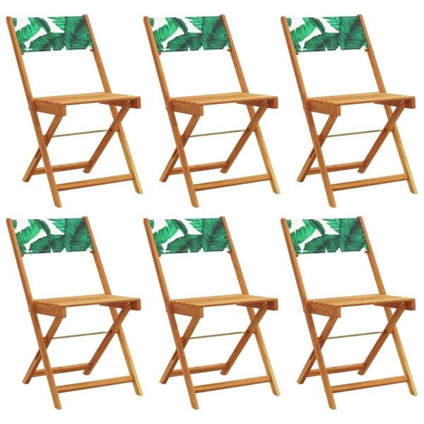 Syfax™ Sedie Da Giardino Pieghevoli 6Pz Verde Tessuto E Legno Massello-image