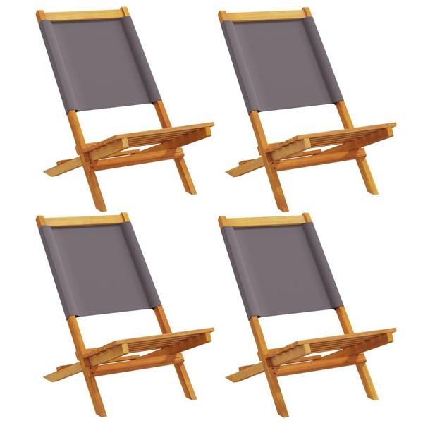 Syfax™ Sedie Giardino Pieghevoli 4Pz Antracite Tessuto Legno Massello-image