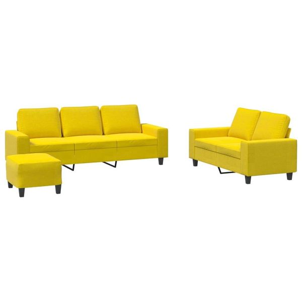 Syfax™ Set Di Divani 3 Pz Giallo Chiaro In Tessuto-image