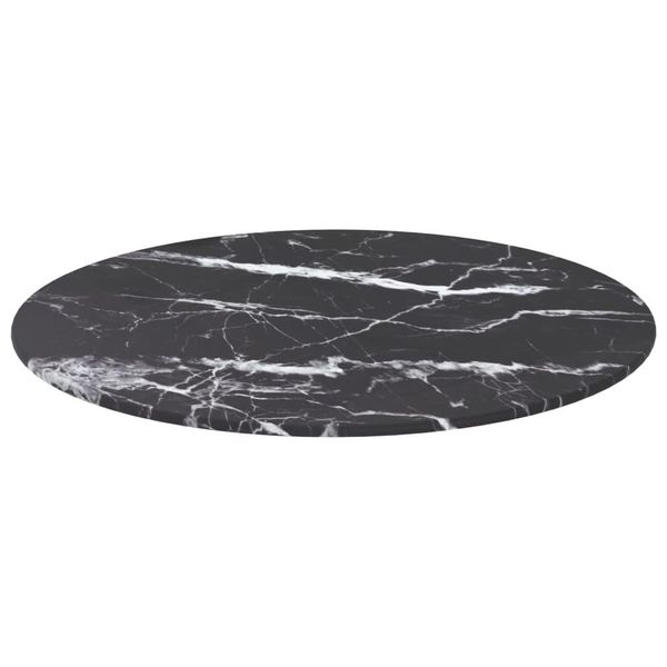 Syfax™ Piano Per Tavolo Nero Ø50X0,8 Cm Vetro Temperato Design Marmo-image