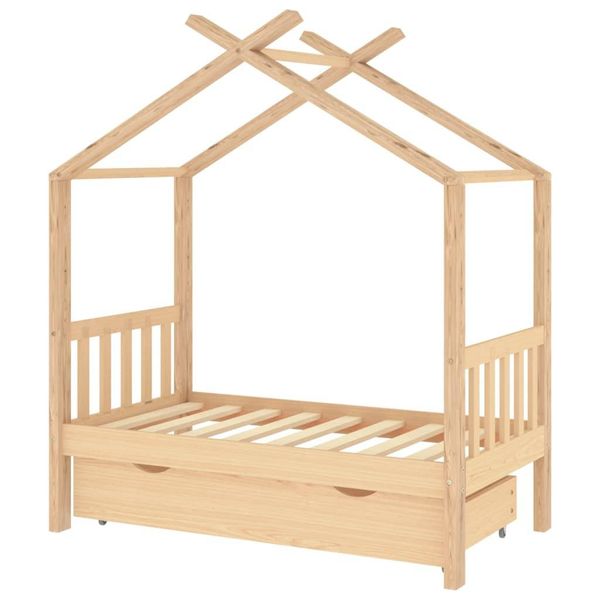 Syfax™ Giroletto Per Bambini Con Cassetto Legno Massello Pino 70X140Cm-image