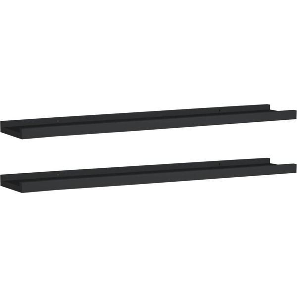 Syfax™ Mensole Loggia Per Foto 2 Pz Nere 80X9X3 Cm In Mdf-image