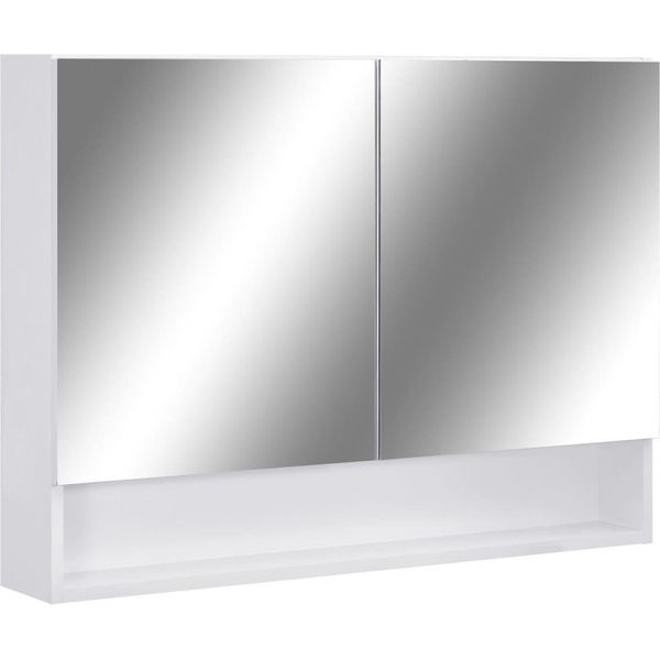 Syfax™ Armadietto A Specchio Con Led Bianco 80X15X60 Cm In Mdf-image