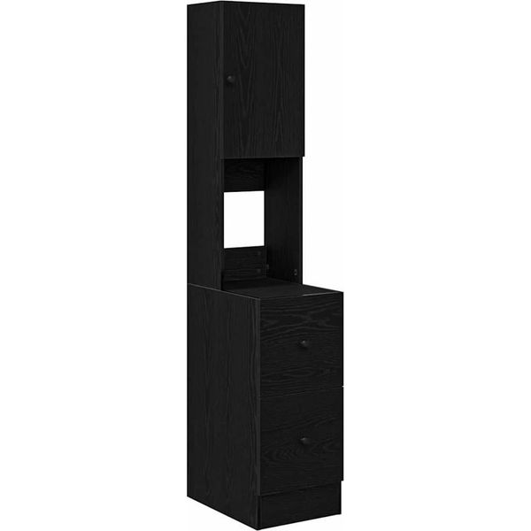 Vidaxl Armadio Da Cucina Con Ripiano In Rovere Nero 35 X 50 X 180 Cm-image