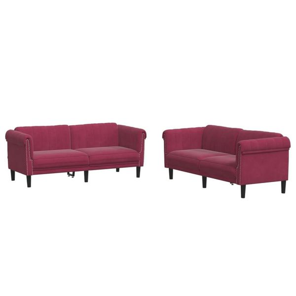 Syfax™ Set Di Divani 2 Pz Rosso Vino In Velluto-image
