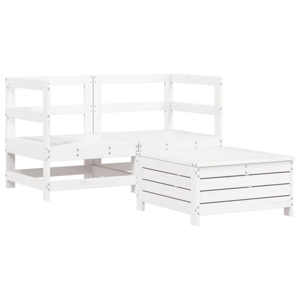 Syfax™ Set Divani Da Giardino 3 Pz Bianco In Legno Massello Di Pino-image