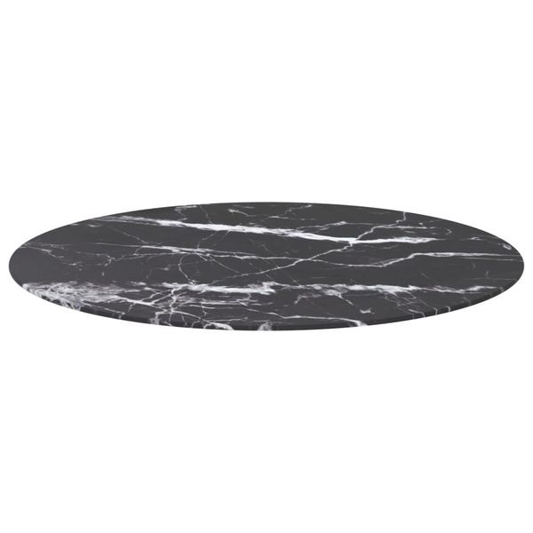 Syfax™ Piano Per Tavolo Nero Ø90X1 Cm Vetro Temperato Design Marmo-image