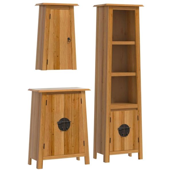 Syfax™ Set Mobili Da Bagno 3 Pz In Legno Massello Di Pino-image