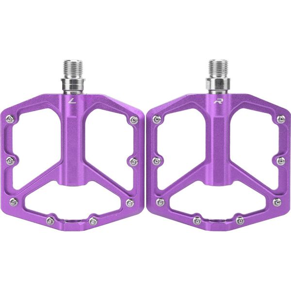 1 Paio Di Pedali Per Mountain Bike Ztto In Lega Di Alluminio Antiscivolo Pedali Piatti Per Bici (Viola)-image
