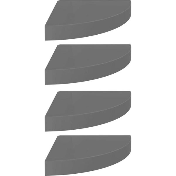 Syfax™ Scaffali Angolari A Parete 4 Pz Grigio Lucido 25X25X3,8 Cm Mdf-image
