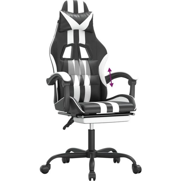 Syfax™ Sedia Da Gaming Con Poggiapiedi Nero E Bianco In Pelle Finta-image