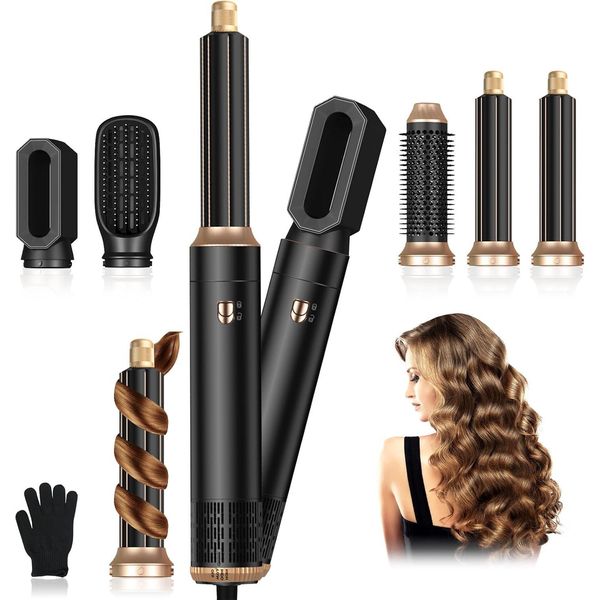 Set Di Spazzole Ad Aria Calda 1000W, Styler Multifunzionale Per Capelli Con 5 Sostituzioni, Arricciacapelli Automatico, Piastra, Per Lo Styling, Il Volumizzazione, Il Multistyle E La Stiratura-image