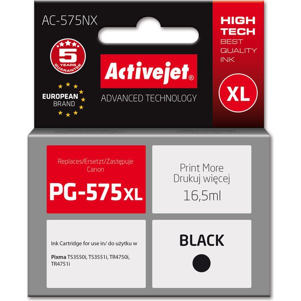 Activejet AC-575NX Ink For Canon Printer, Replacement Canon PG-575XL; Supreme; 16,5 Ml; Black-image