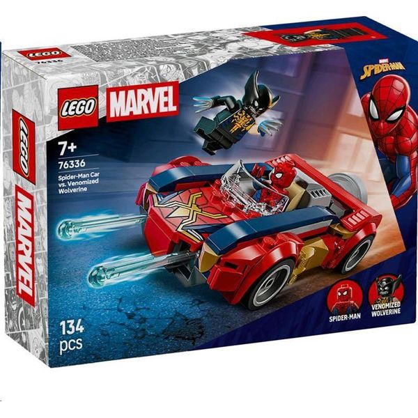 Lego | Marvel Spider-Man Car Vs. Venomised Wolverine - Supereroe Giocattolo Con Auto Giocattolo - Giocattolo Da Costruzione Con 2 Minifigure E 2 Shooter - Regalo Per Ragazzi Dai 7 Anni In Su - 76336-image