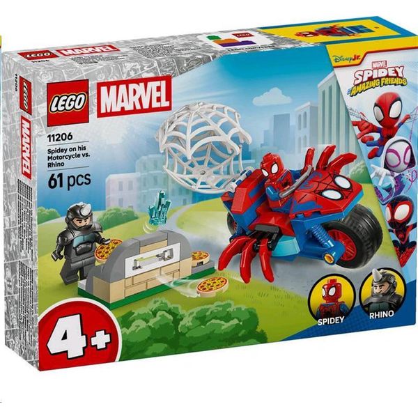 Lego ǀ Marvel Spidey E I Suoi Super Amici Spidey In Moto Contro Rhino - Giocattolo Supereroe Con Moto E 2 Minifigure - Regalo Per Bambini Dai 4 Anni In Su E Fan Della Serie - 11206-image