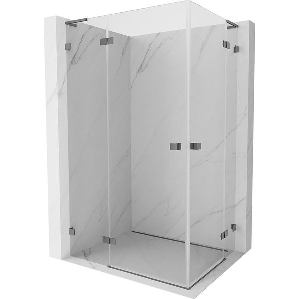 Mexen Lunar L Duo Cabina Doccia A Battente Sinistra 90 X 80 Cm, Trasparente, Metallo Canna Di Fucile - 834L-090L-080P-95-00-image
