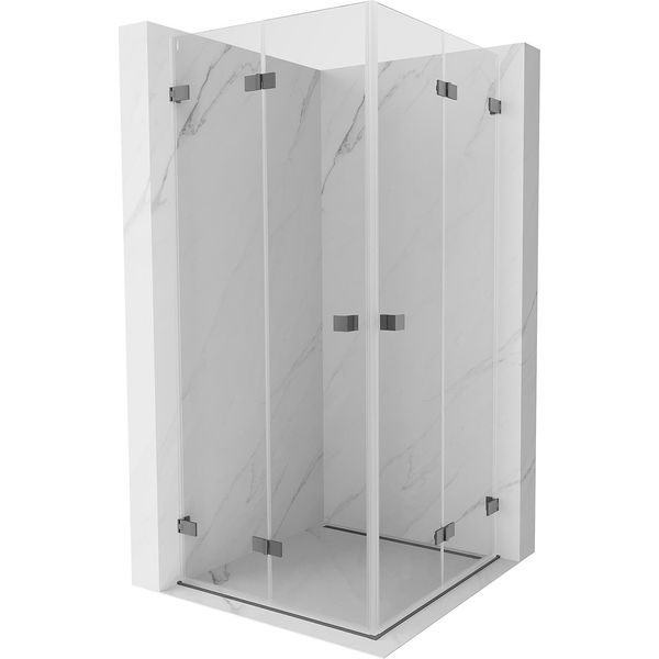 Mexen Lunar-F Duo Cabina Doccia Pieghevole 80 X 80 Cm, Trasparente, Gun Metal - 836-080L-080P-95-00-image