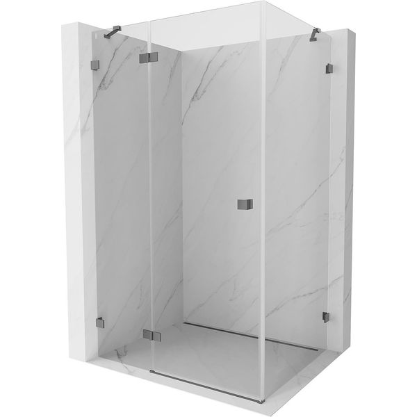 Mexen Lunar Cabina Doccia A Battente Sinistra 100 X 80 Cm, Trasparente, Metallo Canna Di Fucile - 834-100-080-95-00-L-image