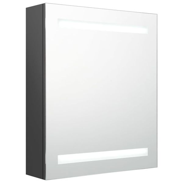 Syfax™ Armadietto Bagno Con Specchio E Led Grigio 50X14X60 Cm-image