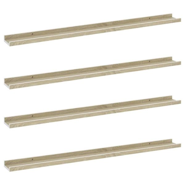 Syfax™ Mensole Da Parete 4 Pz Bianco E Rovere Sonoma 100X9X3 Cm-image