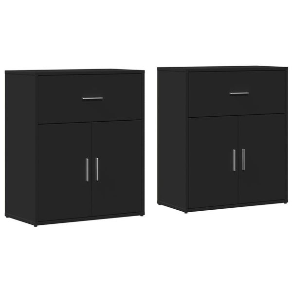 Syfax™ Credenze 2 Pz Nere 60X31X70 Cm In Legno Multistrato-image